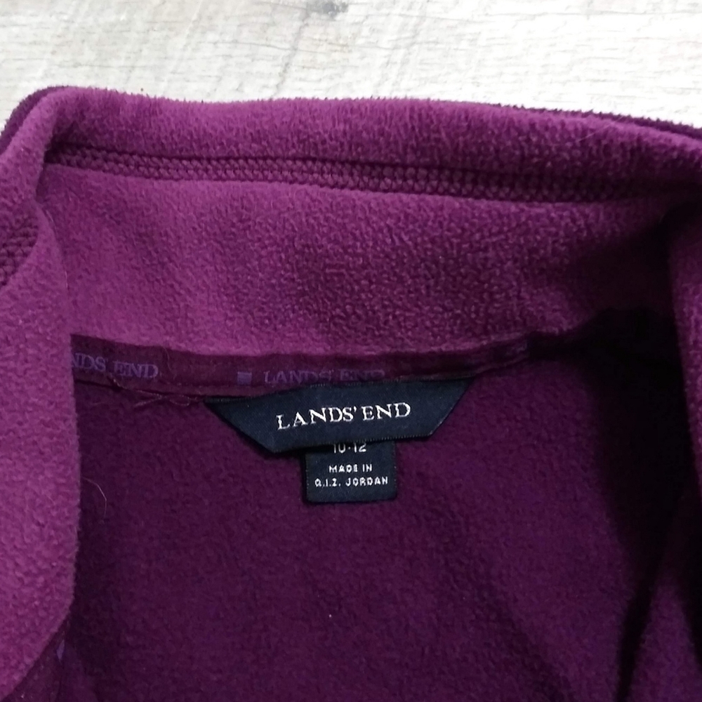 WMNS LAND END PURPLE FLEECE 1/2 ZIP PULLOVER TOP - Picture 5 of 7